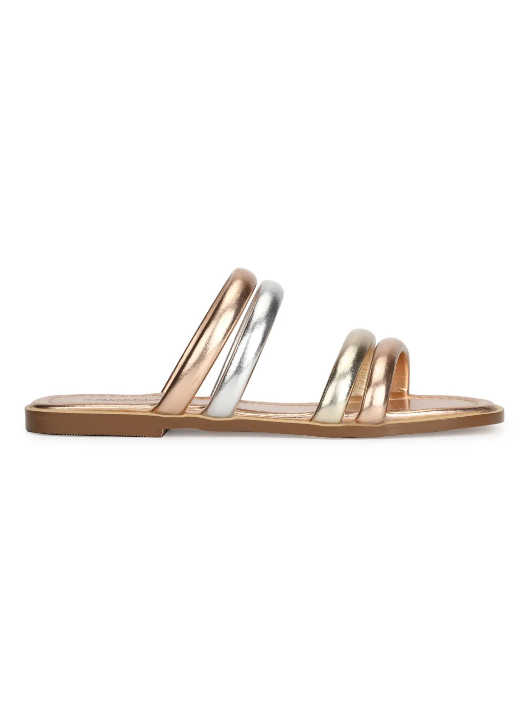 Rose Gold Micro Strap Slip-On Flats