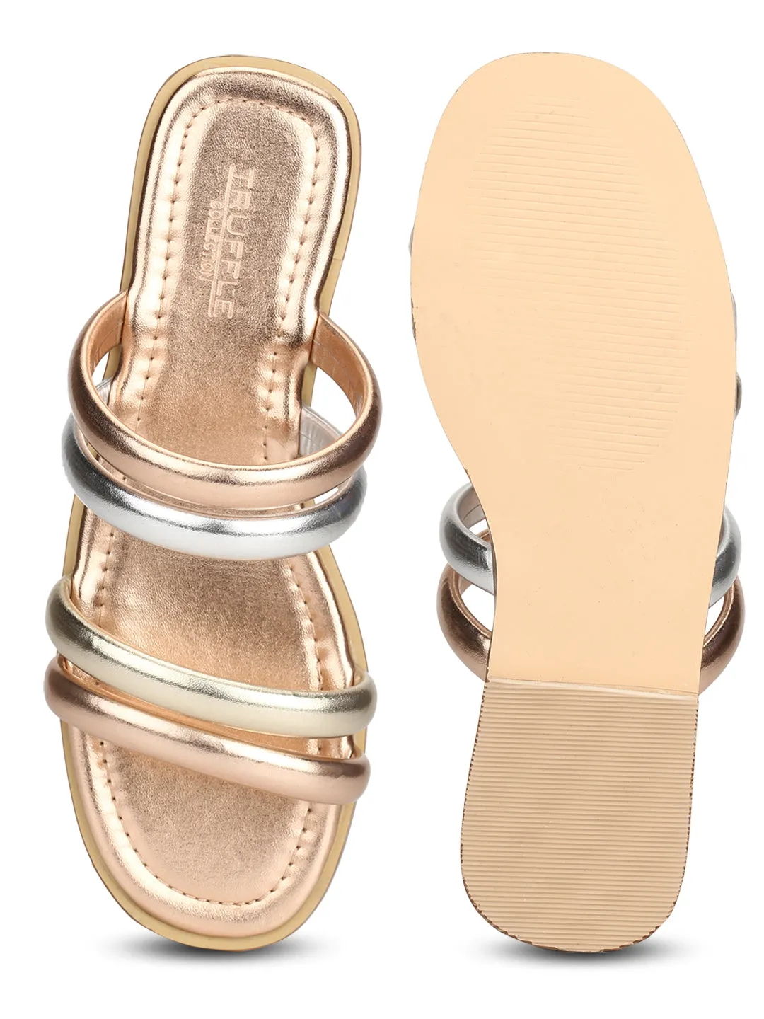 Rose Gold Micro Strap Slip-On Flats