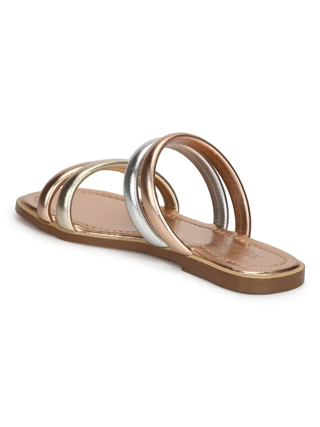 Rose Gold Micro Strap Slip-On Flats