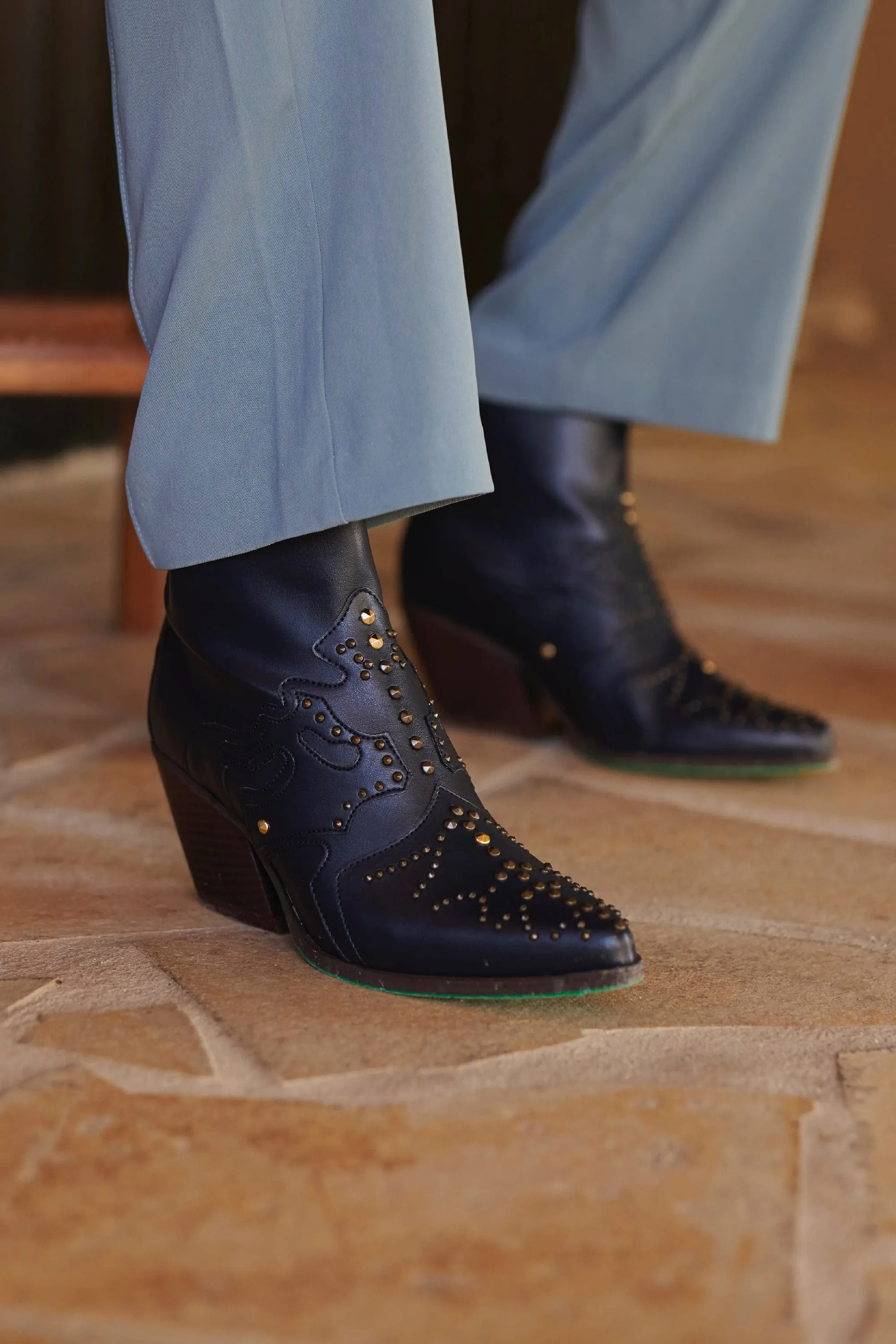 Rossana Vegan Apple Leather Cowboy Boots | Navy Blue