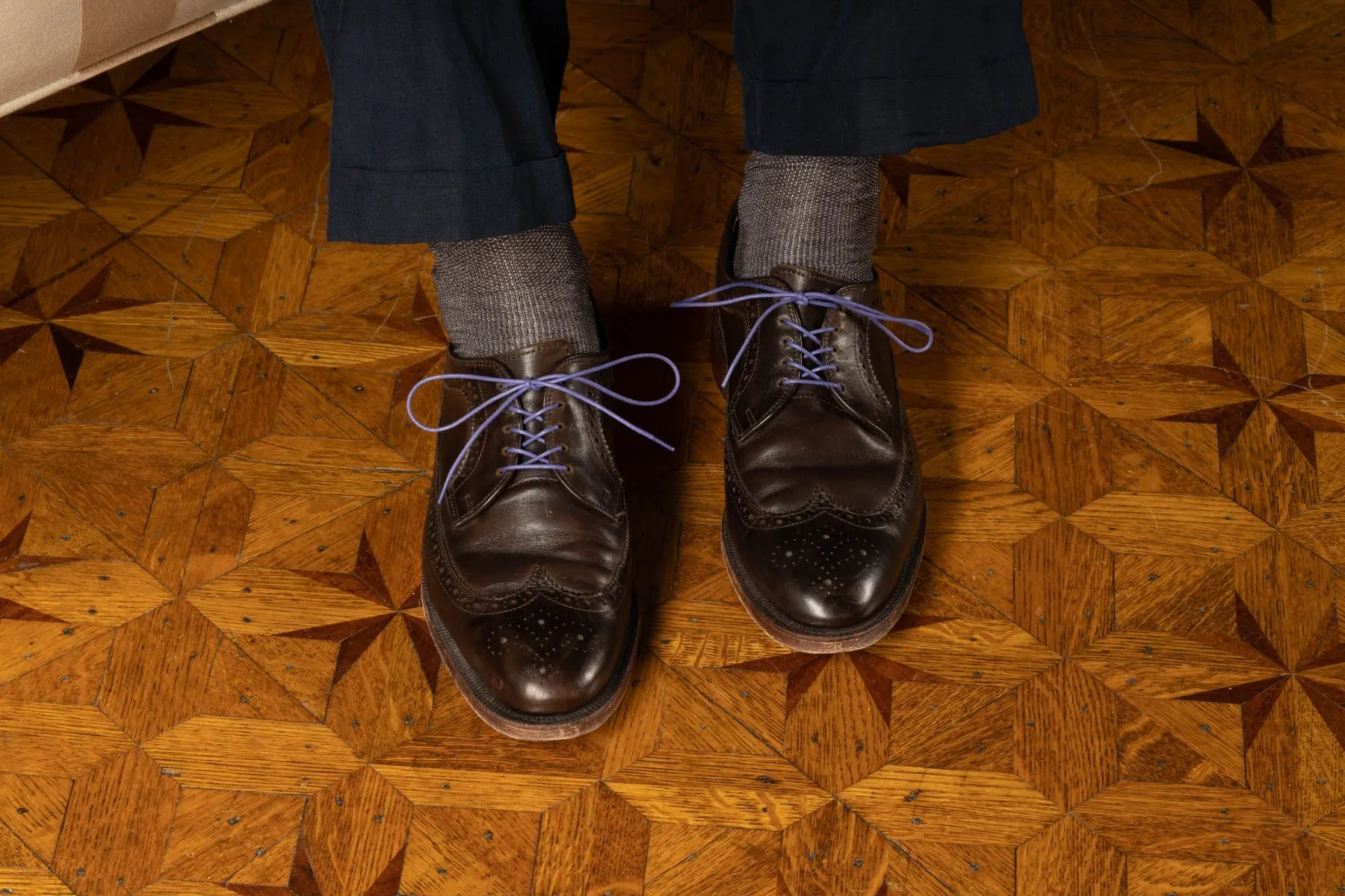 Round Dark Violet Waxed Cotton Shoelaces