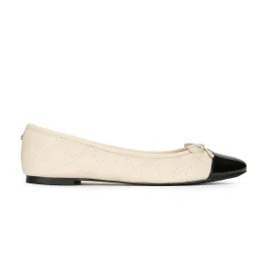 Sadie Quilted Ballet Flat - Bone Leather