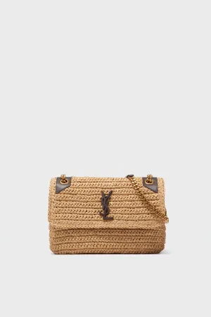 Saint Laurent Raffia Medium Niki Chain Bag