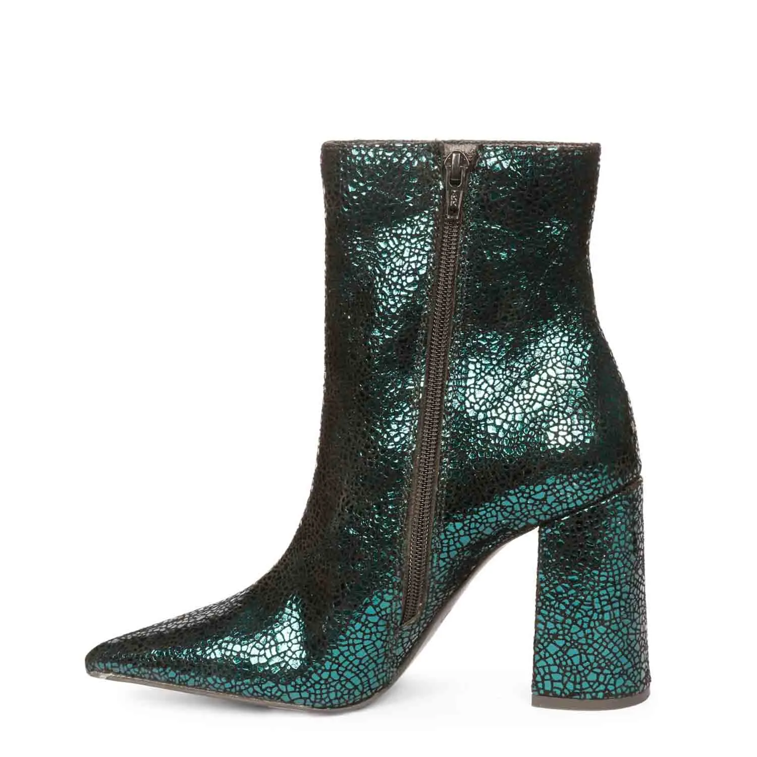 Saint Lorena Green Metallic Leather High Ankle Boots