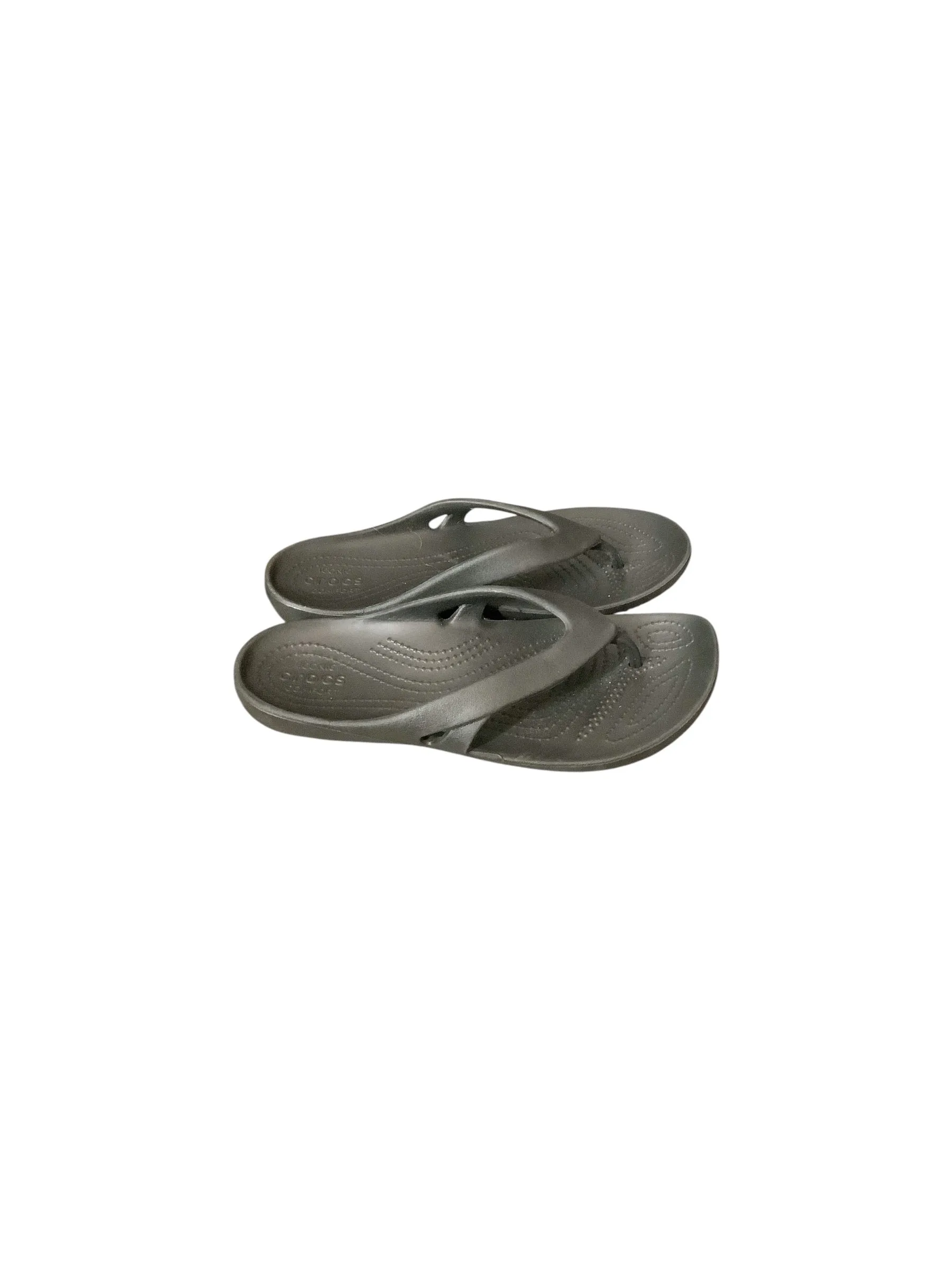 Sandals Flats By Crocs In Black, Size: 7