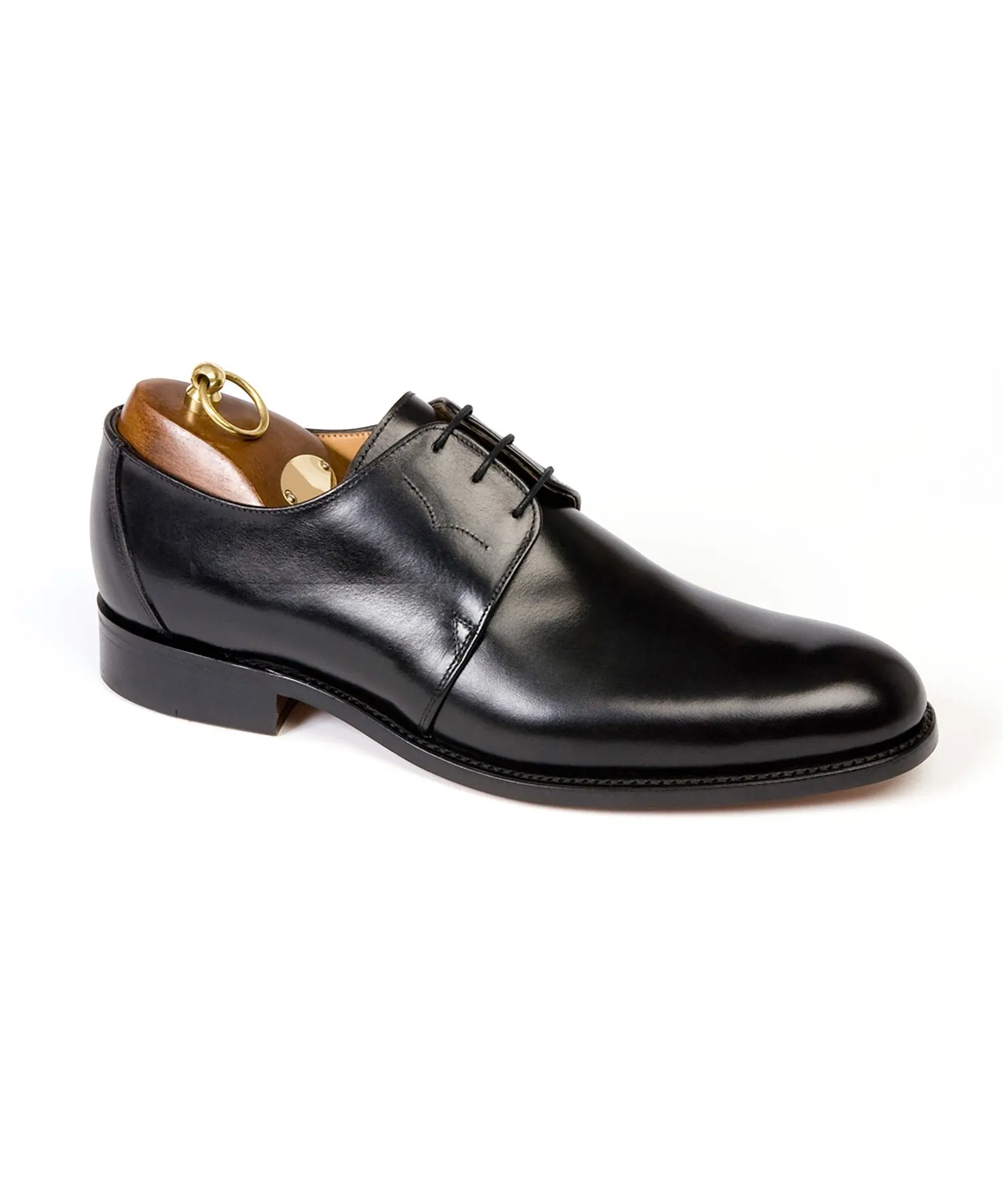 Sanders Tokyo Plain Front Gibson Shoe in Black Calf Leather