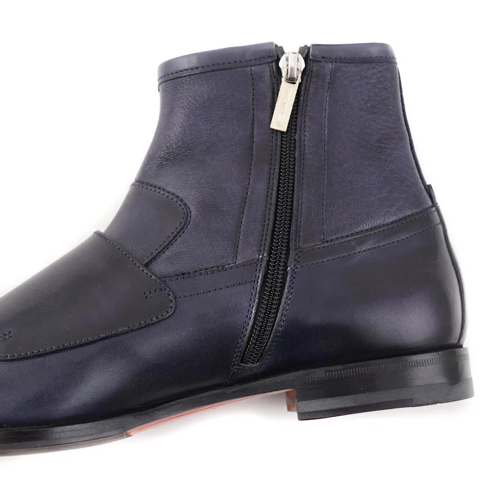 Santoni Monk Strap Boots in Slate Gray