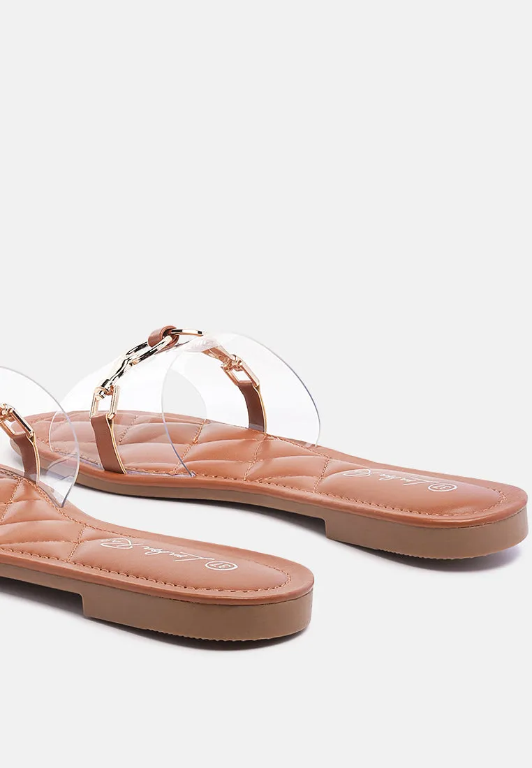 Scoth Clear Buckled Quilted Slides