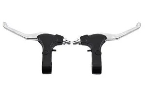 SILVER-BLACK STRONG & LIGHT ALLOY V-BRAKE LEVERS PAIR BR100