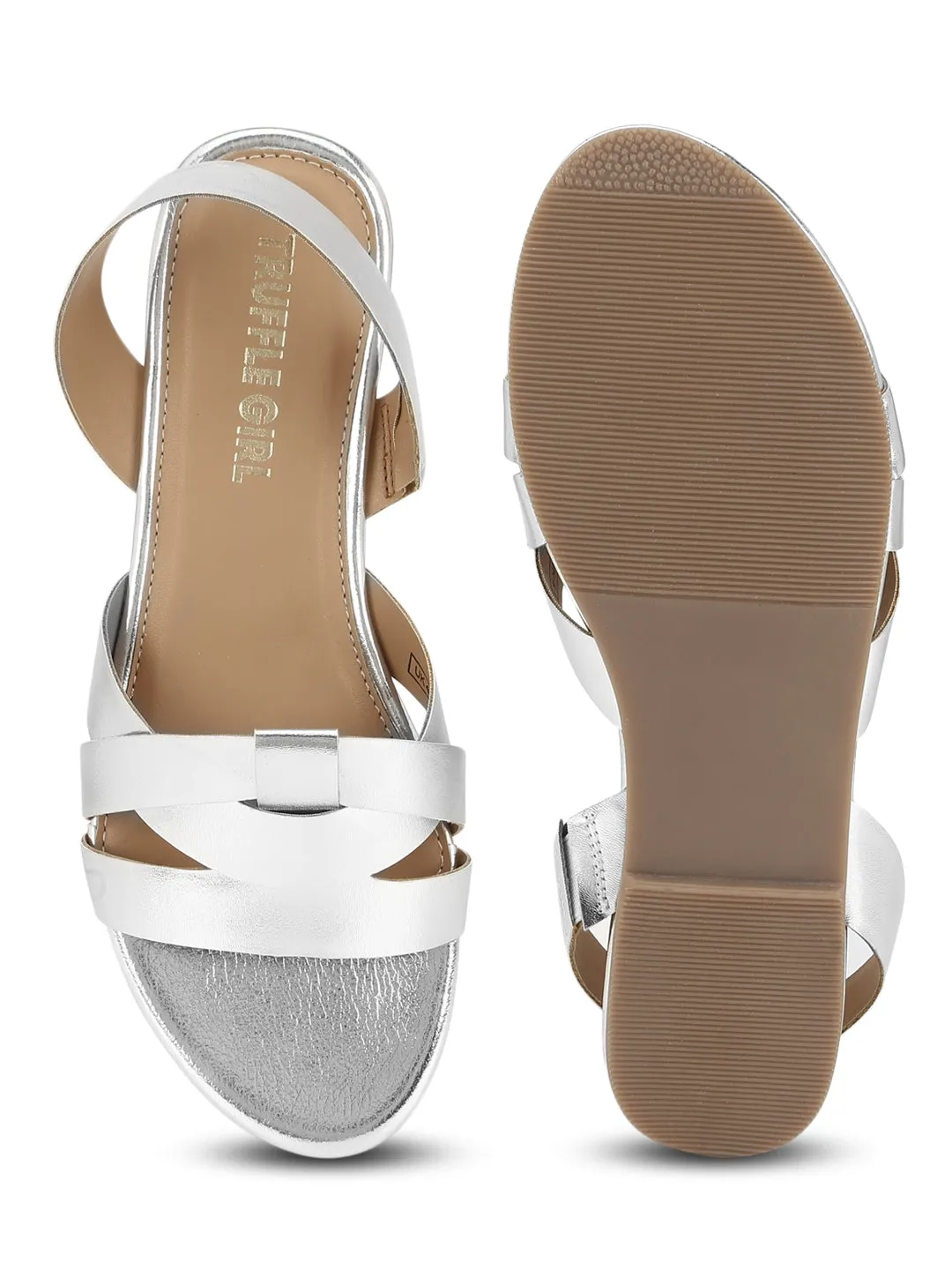 Silver PU Back Strap Flat Sandals