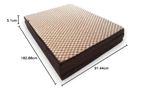 Sleepezee Premium PU Foam 3 Fold Foldable Mattress for Single Bed | Folding Single Bed Mattress Light Weight Soft Mattress (72x36x2 Inch, Brown)