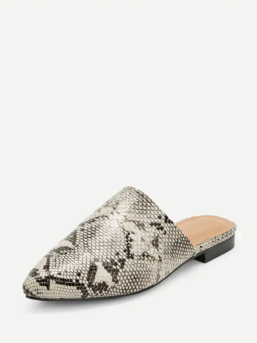 Snakeskin Mule Flat