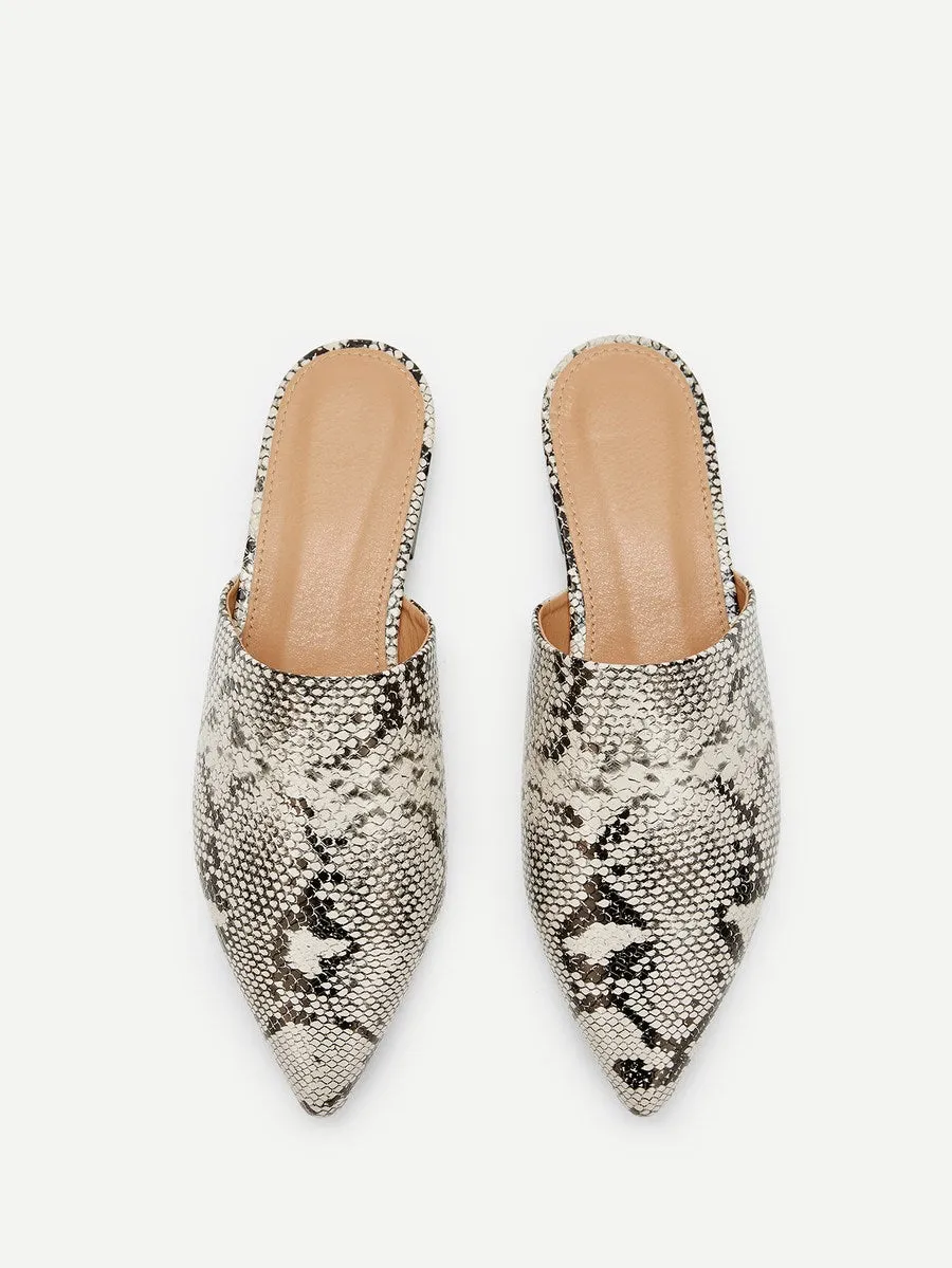 Snakeskin Mule Flat