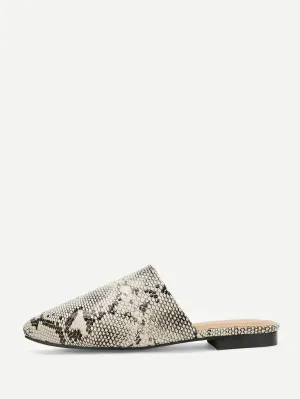 Snakeskin Mule Flat