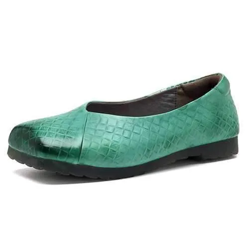 SOCOFY Retro Outdoor Slip On Leather Flats