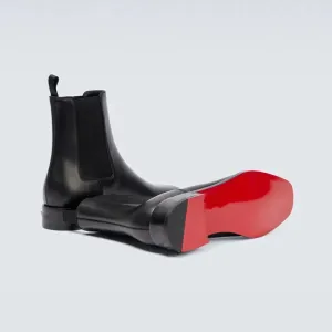 Solid Color Red Sole Leather Chelsea Boots