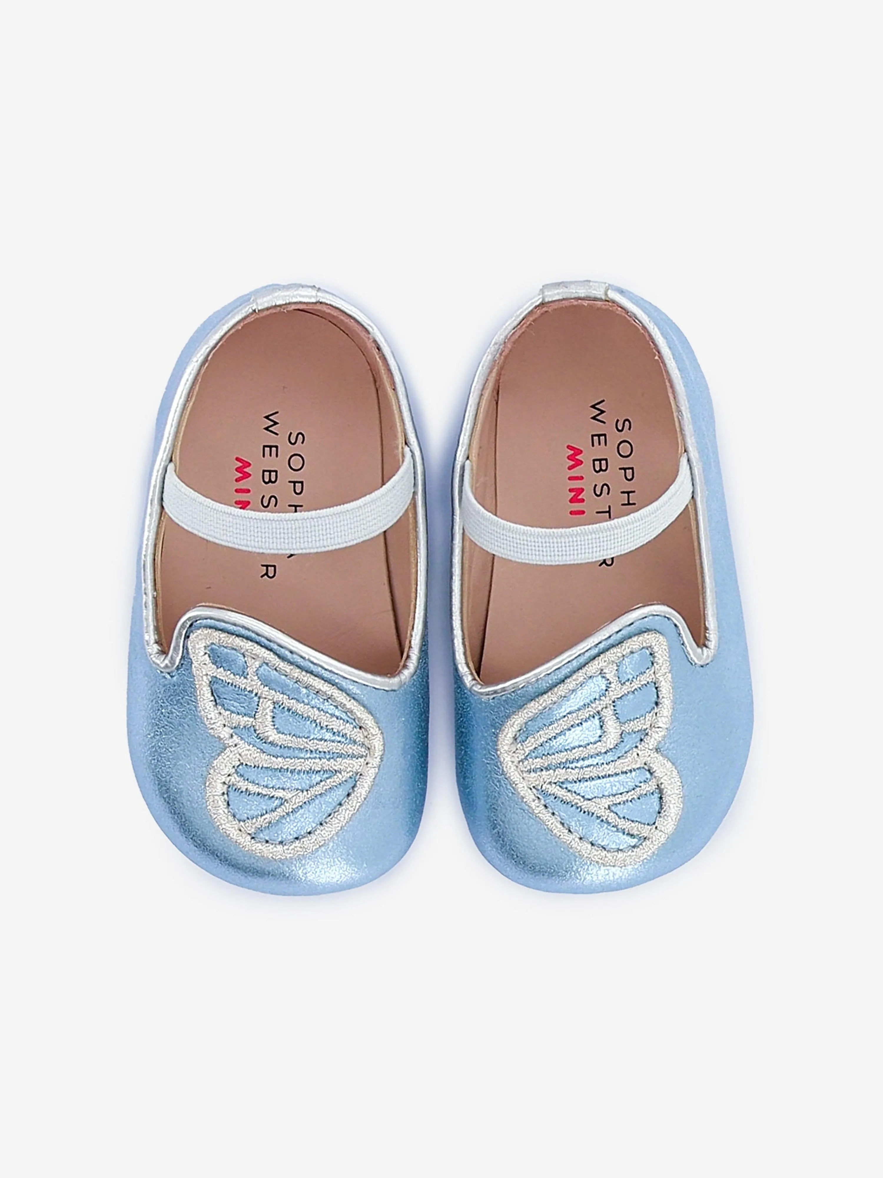 Sophia Webster Baby Girls Butterfly Embroidery Flat in Blue