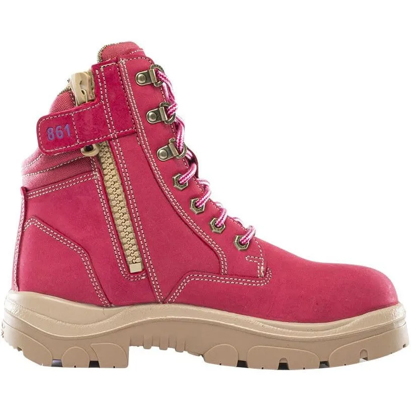 Steel Blue Women's Cross 6" Steel Toe WP Side Zip Work Boot -Pink- 812861