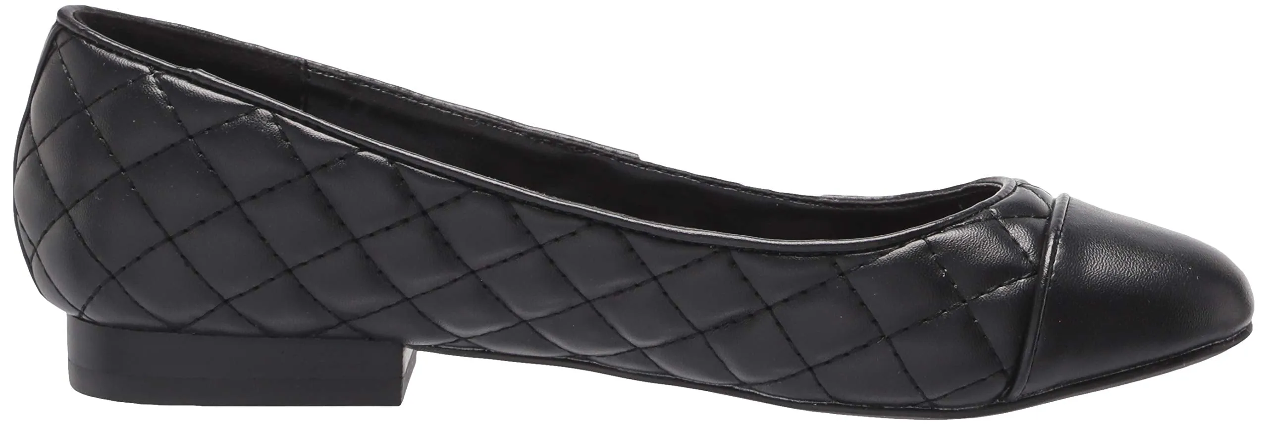 Steve Madden Caption Ballet Flat Cap Toe Black Leather Quilted Ballet Flats