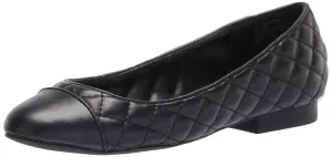 Steve Madden Caption Ballet Flat Cap Toe Black Leather Quilted Ballet Flats