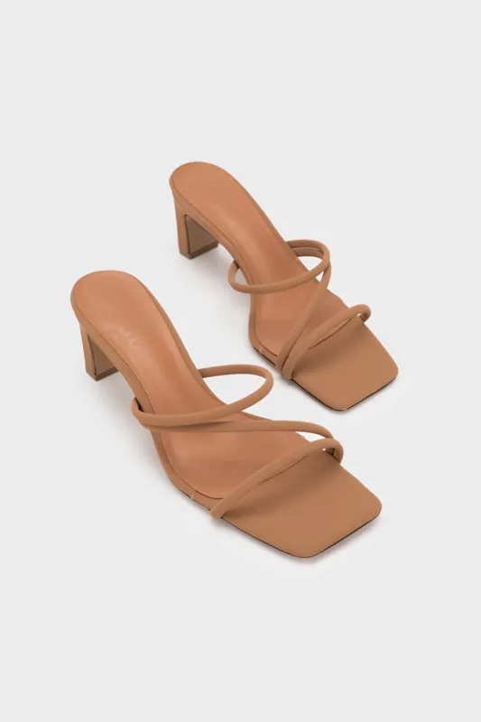 STRAPPY SCULPTURE HEEL SLIDE