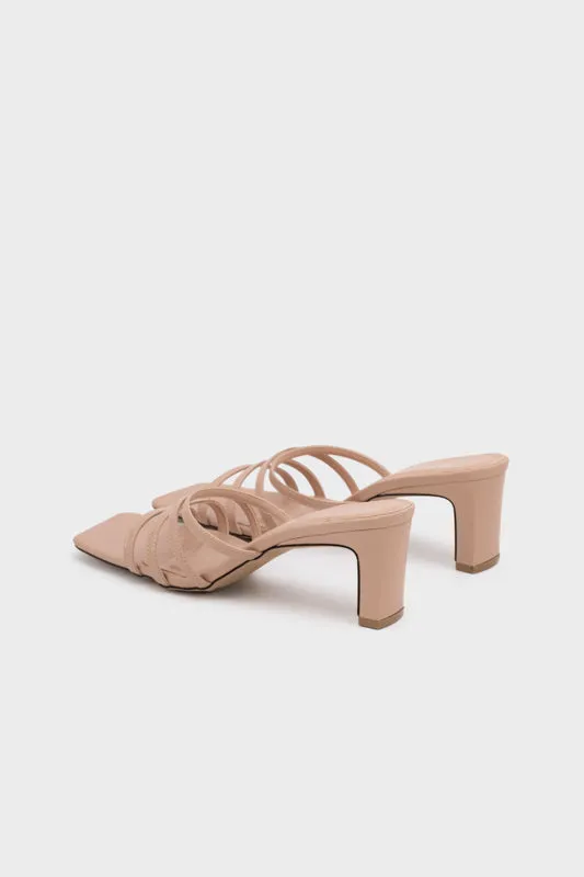 STRAPPY UPPER WITH SCULPTURE HEEL SLIDE