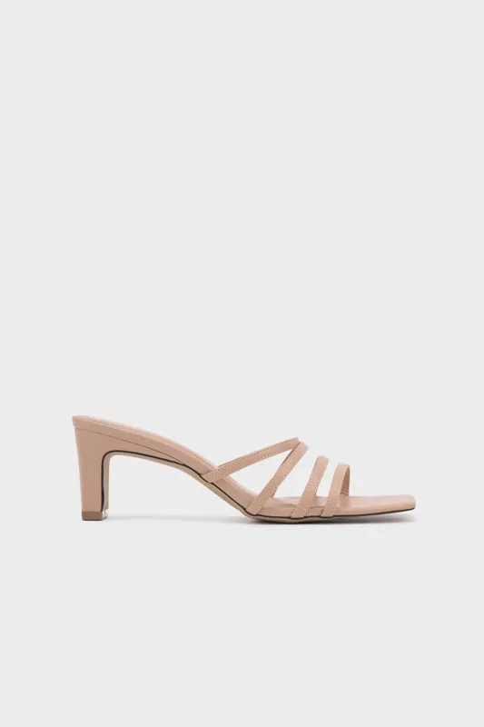 STRAPPY UPPER WITH SCULPTURE HEEL SLIDE