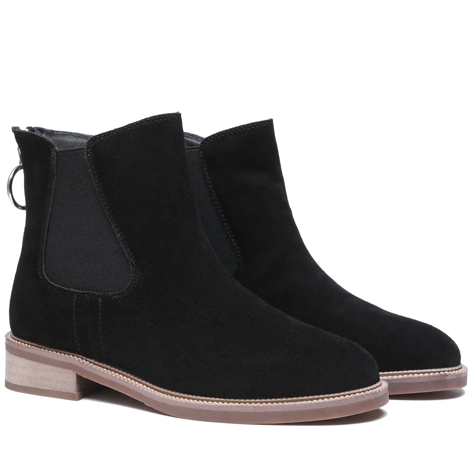 TARRAMARRA Black Leather Zipper Ankle Boots Daisy