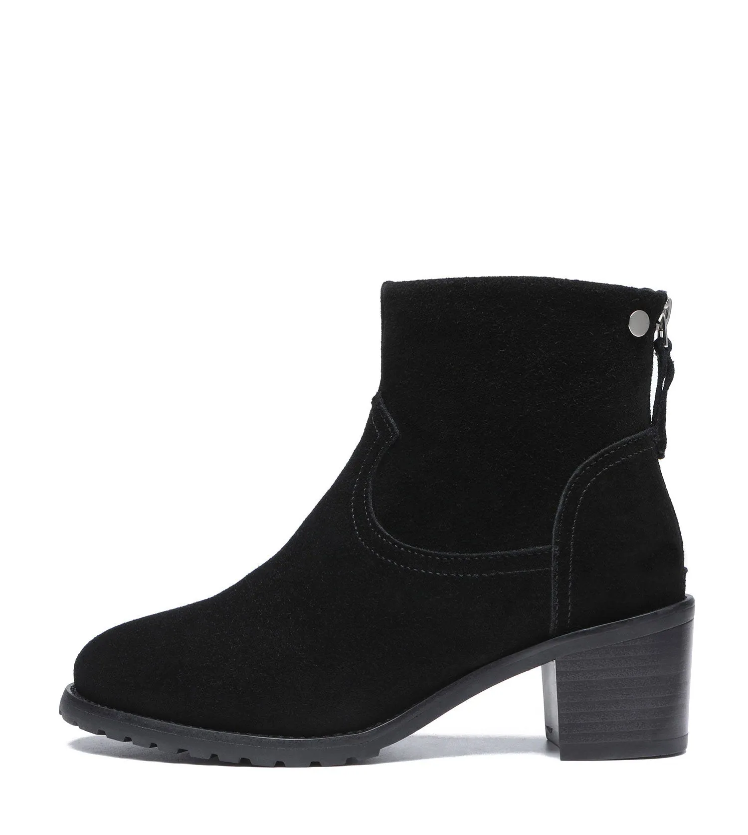 TARRAMARRA Black Leather Zipper Ankle Heel Boots Women Galena