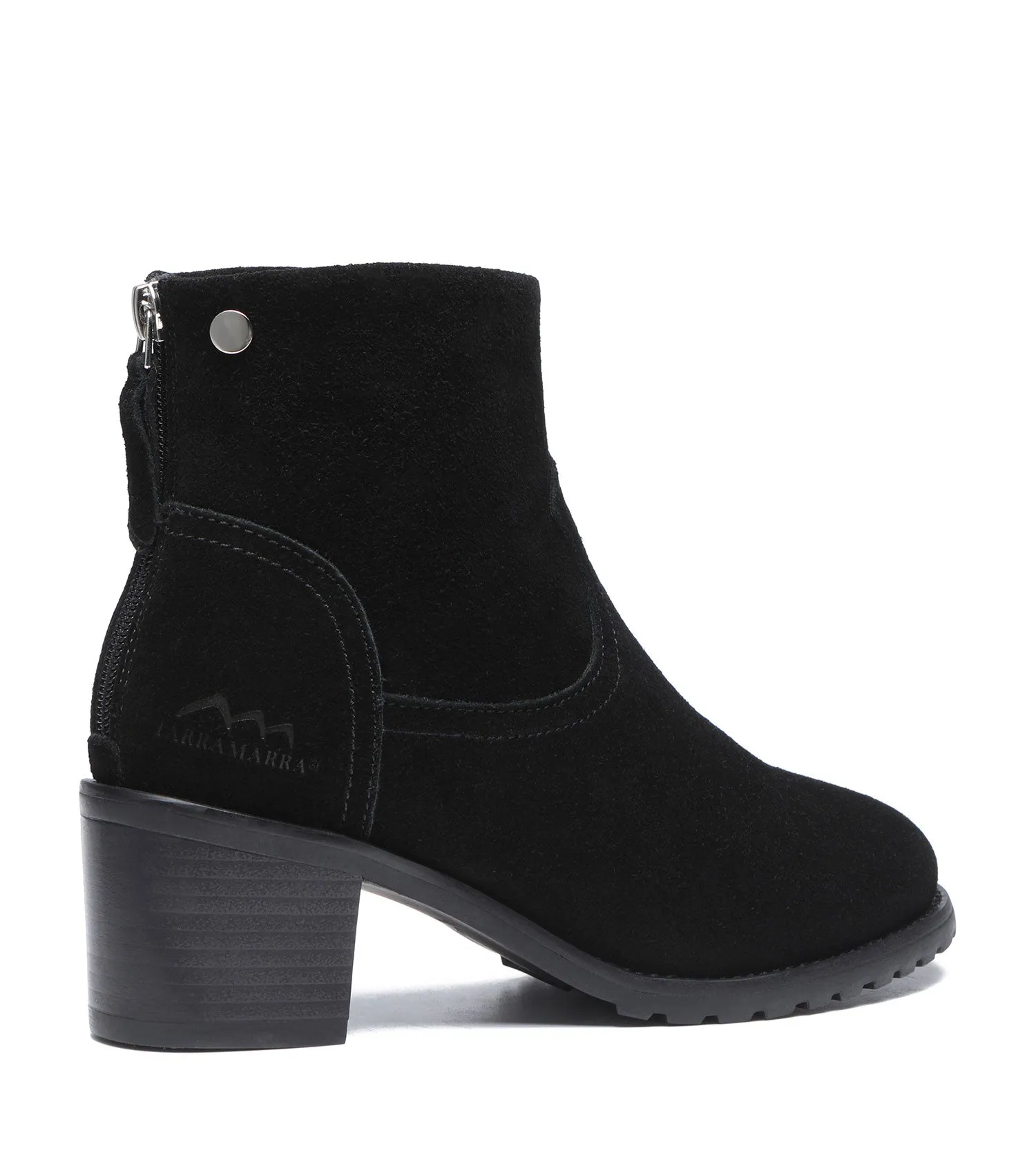 TARRAMARRA Black Leather Zipper Ankle Heel Boots Women Galena