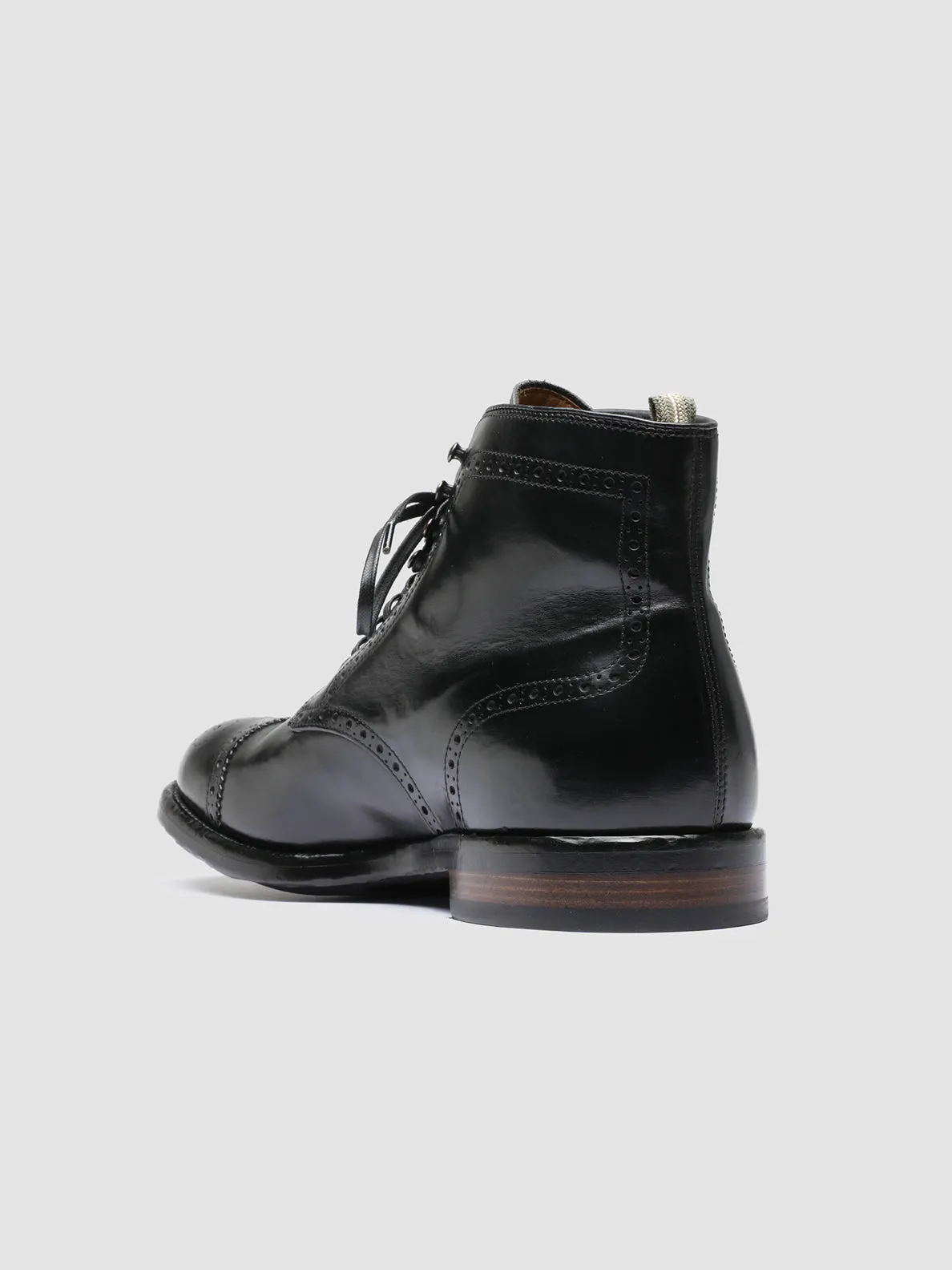 TEMPLE 004 - Black Leather Ankle Boots