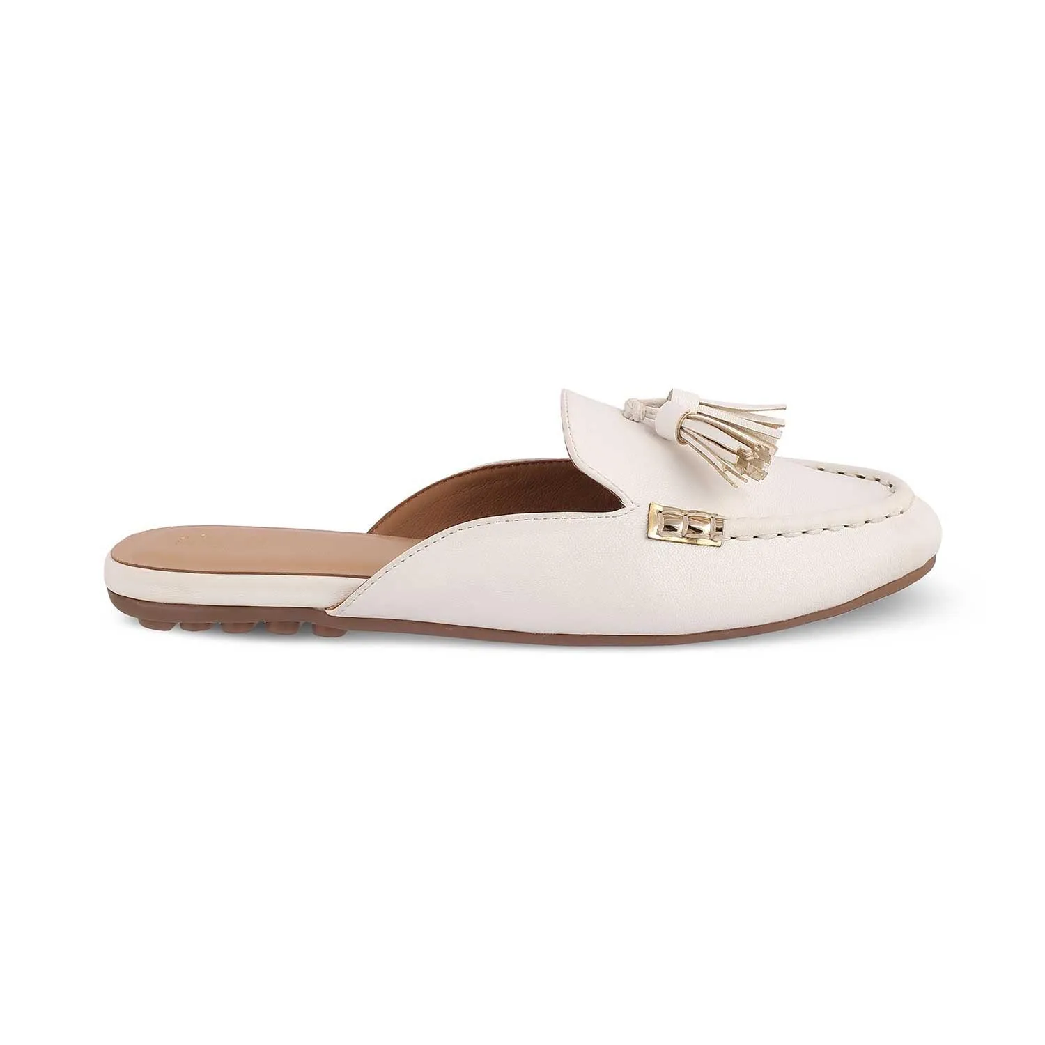 The Massle White Women's Dress Tassel Mules Tresmode