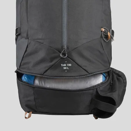 The mountain trekking rucksack trek 100 easyfit 50l - black