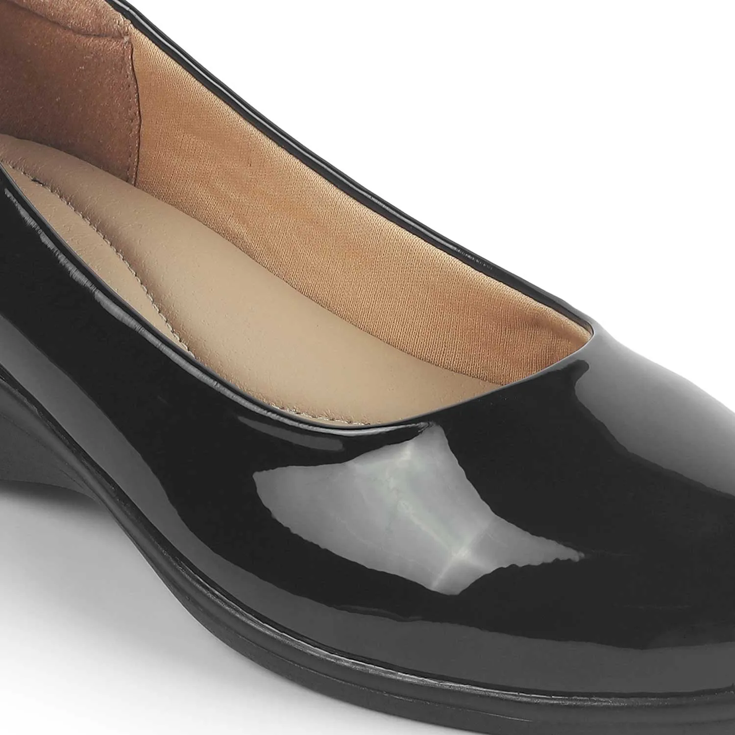 Tresmode Meshine Black Women's Dress Wedge Ballerinas