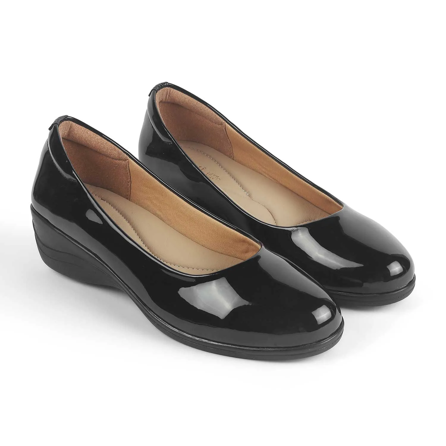 Tresmode Meshine Black Women's Dress Wedge Ballerinas