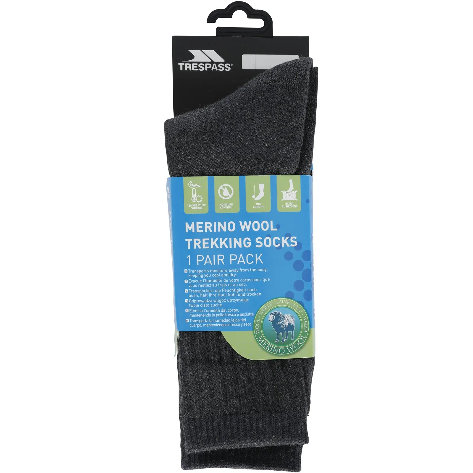 Trespass Mens Stroller Walking Marino Wool Socks