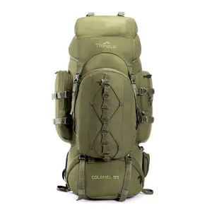 Tripole Colonel Metal Frame Rucksack with Detachable Bag & Rain Cover for Trekking & Travelling | Men & Women | 3 Year Warranty | Olive Green | 95 Litre