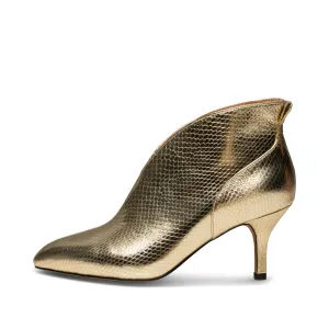 Valentine Leather Low Cut Bootie - GOLD