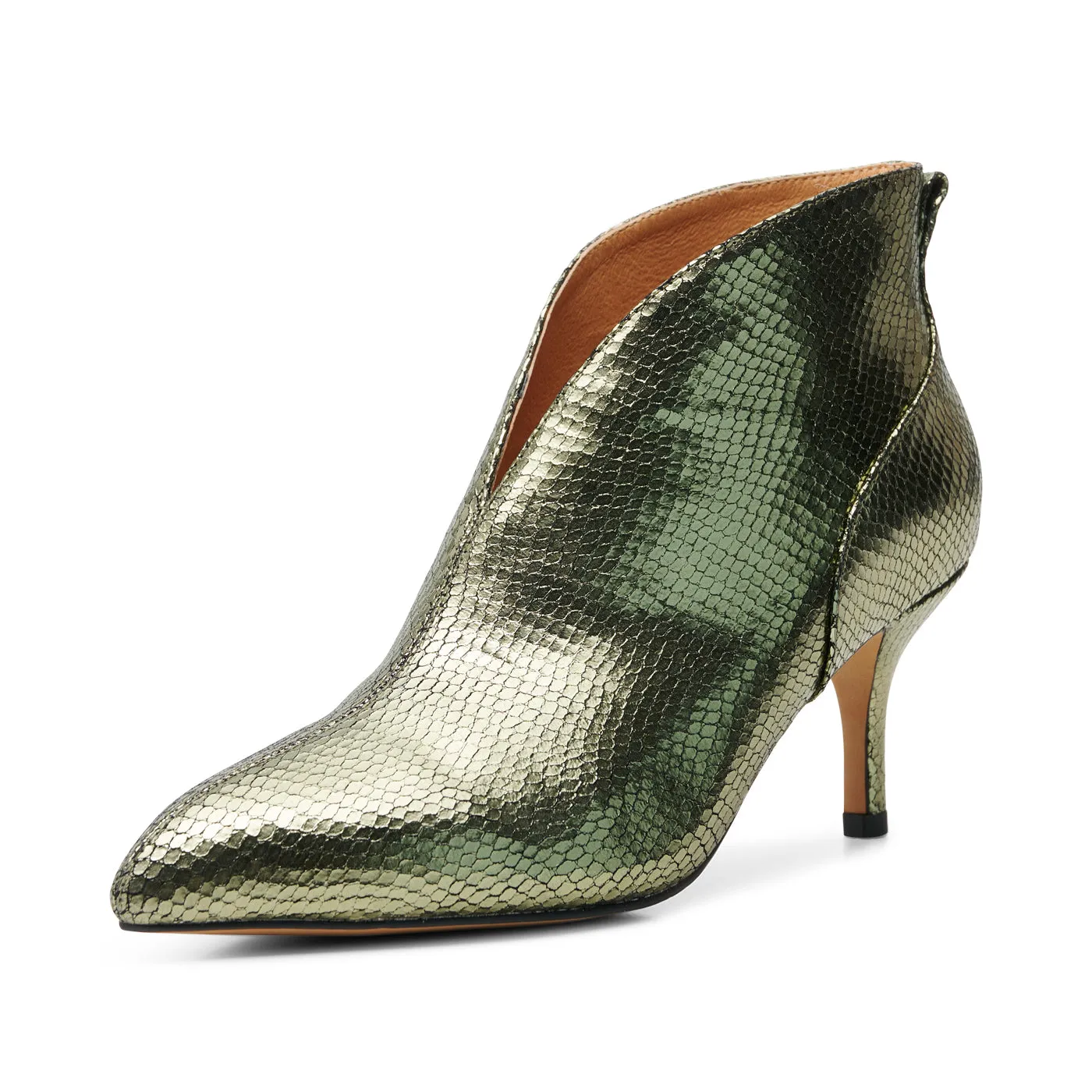 Valentine Leather Low Cut Bootie - SILVER OLIVE