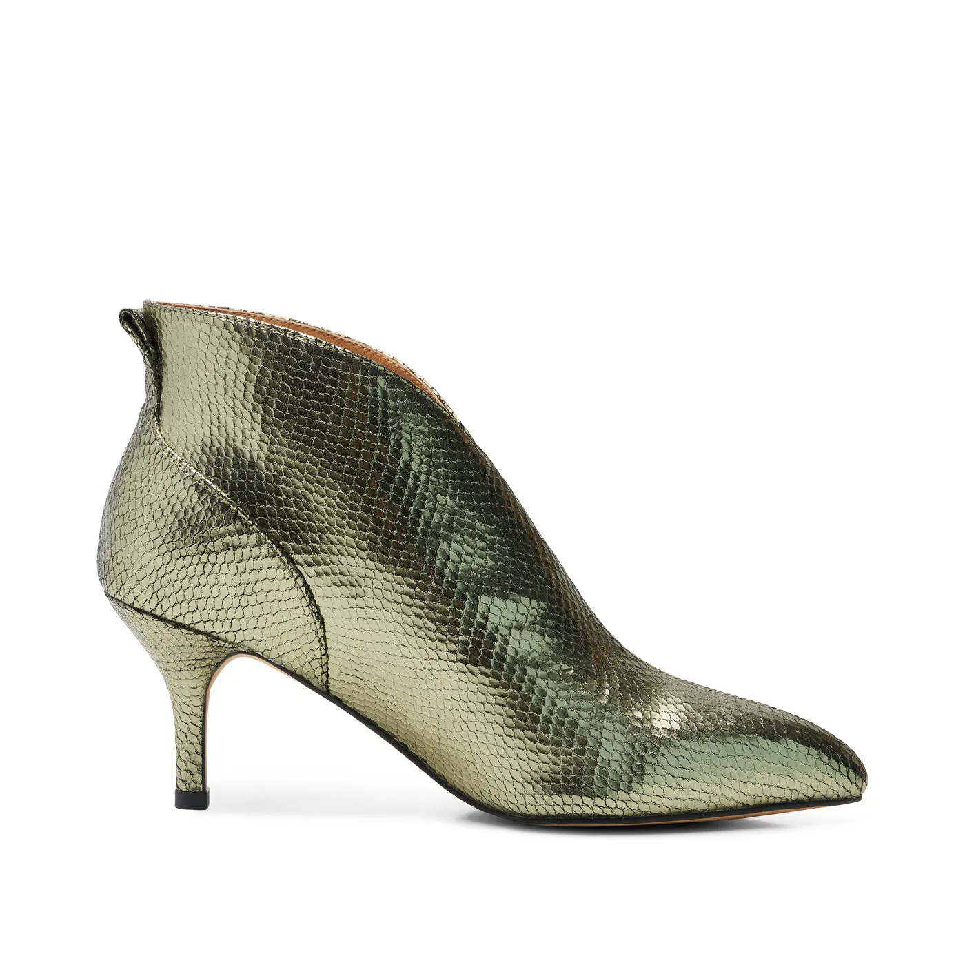 Valentine Leather Low Cut Bootie - SILVER OLIVE