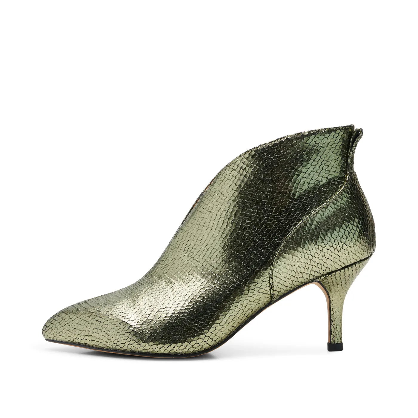 Valentine Leather Low Cut Bootie - SILVER OLIVE