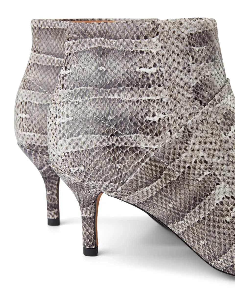 Valentine Reptile Leather Bootie - GREY