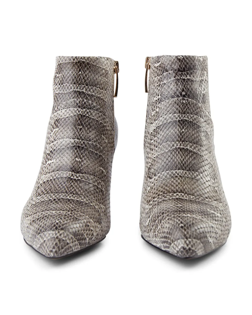 Valentine Reptile Leather Bootie - GREY