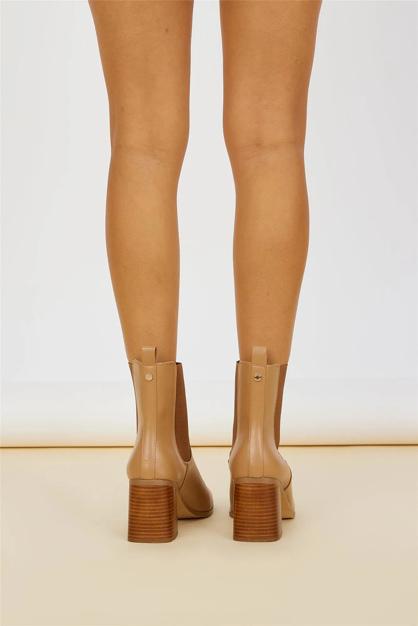 VERALI Lila Ankle Sock Boots Dark Camel Smooth