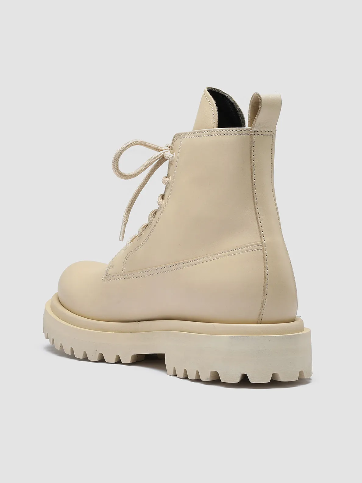 WISAL 021 - Ivory Leather Ankle Boots