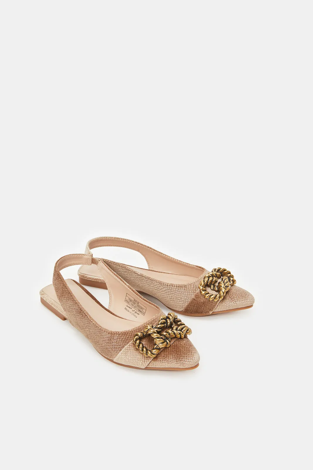 Women Beige Velvet Slingback