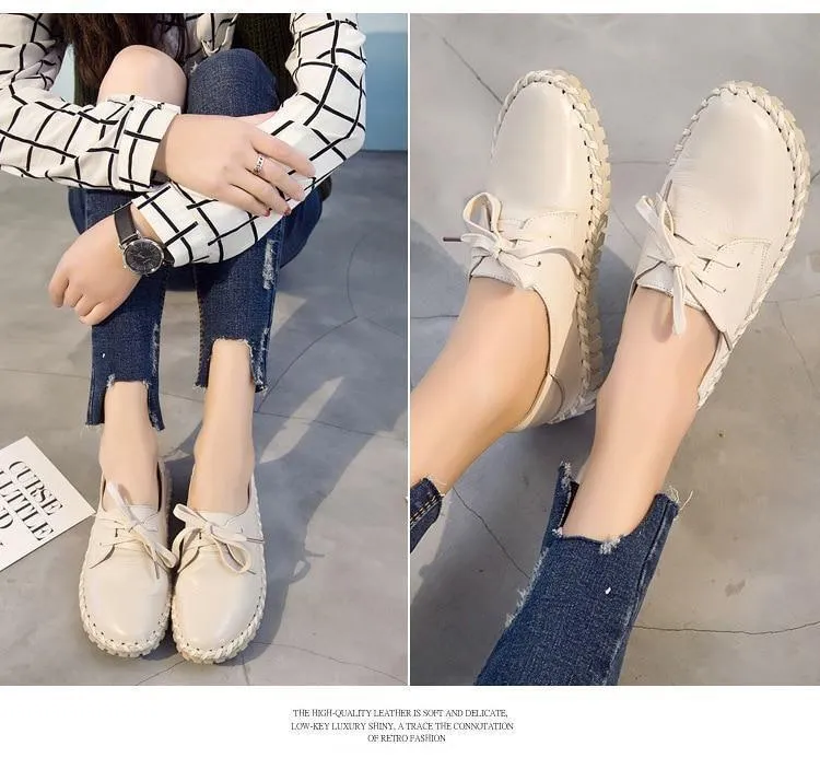 Women's Casual Shoes Leather Flats Loafers Sneaker #ASN-1603