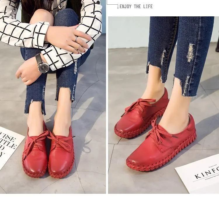 Women's Casual Shoes Leather Flats Loafers Sneaker #ASN-1603