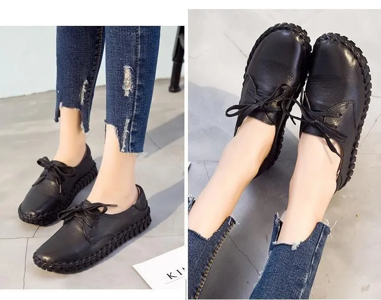 Women's Casual Shoes Leather Flats Loafers Sneaker #ASN-1603