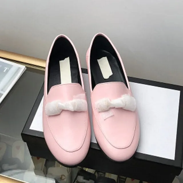 Women's Genuine Leather Loafers Mules Flat Bottom Low Heels Round Toe  Autumn Brand Designer Ladies Shallow Casual Shoes